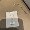 Dames Designer Hanger Kettingen Vol Diamanten Holle Sneeuw Kleine Saturnus Ketting 925 Zilveren Sleutelbeenketting