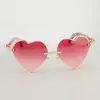 Gafas de sol con lentes grabadas en forma de corazón de alta calidad, las más vendidas, gafas de sol de madera de color azul natural con diamantes 8300686-A tamaño 58-18-135 mm