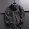 Hunting Jackets Thickened Quilted Cotton Men's Winter Hooded Plush Warm Knitted Cardigan Sweater Outdoor Running Fitness Fleece