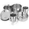 8st Camping Cookware Set Kitchen Picnic Table Boary Cooking Mess Kit med Pot Pan Water Cup för vandringsturisträtter 240116