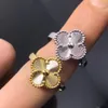 Classic 18K Gold Silver Clover Designer Ring for woman High Grade Couple Chinese nail finger Rings four leaf Laser Wedding Anniversary Engagement Jewelry Gift