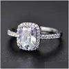 ソリティアリング新しいMticolored Square Large Zircon Ring Classic Qualitiesダイヤモンドホワイトゴールドメッキワークマンシップ爆発653 K2ドロップDHBI4