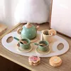 Tea Party Tableware Wooden Handiccraft Toy Kitchen Pretend Play Set for Toddlers Kids Birthday Gift Favors Toys 240115