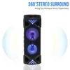 Alto-falantes ZQS6201 Dual 6.5inch Horn Superheavy Bass Portátil Party Karaoke Sound 80W Peak HighPower Outdoor Wireless Bluetooth Speakers