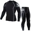Men's Thermal Underwear Set Clothing Brand Winter Long Johns Compression Tights Sports Gym Running Suit