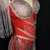 Abbigliamento da palco Moda Backless Tight Stretch Tute da donna Nightclub Cantante Ballerino Costumi Festa di compleanno Tuta Danza di un pezzo