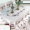 Bordduk oval bordduk vit broderad vik te bord europa matbord täcke dukbord bord spets konst damm täcker stol covervaiduryd