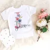 T-shirts Personalised Girls T-shirt Custom Initial with Name Clothes Girls Bitthday Party Short Sleeve Tops Shirt Kids Tee Fashion Outfit H240508