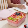 Dinnerware Leak-proof Lunch Box 2000ml Double Layers With Spoon Fork Cutter Airtight Container For Students Dishwasher