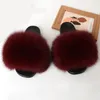 Pantoufles moelleuses vraie fourrure femmes été intérieur tongs fausses sandales diapositives dames Homen fourrure peluche chaussures femme