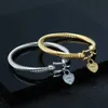 Tiffanylris Chain Designer Populartitanium Steel Cable Wire Gold Color Charm Bangle Armband med krokstängning för kvinnor män bröllop smycken gåvor nfbh