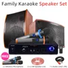 Microphones Family KTV Högtalare Stereo Teater Home Karaoke Set TV PA Amplifier System Bluetooth/USB Singing +2 Trådlöst Mic Meeting Room/Shop