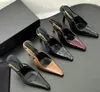 Ontwerper Hakken sandaal Hoge hak Jurk schoenen meisje Slipper sexy gesp dames Avond nieuwste Zomer spiegel leer stiletto Party Slingback cadeau loafer