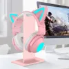 Fones de ouvido fofos fofos sem fio Bluetooth RGB Girls Kid Boned Headset estéreo com Microfone Music Control Cat Gato Ear fone de ouvido