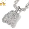 THE BLING KING Big BaguetteCZ Подвеска с одной буквой Начальная буква A-Z Iced Out Кубический цирконий Ожерелье Хип-хоп Ювелирные изделия 240115