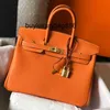 Genuine Leather Handbag Ber Kin Shopping Designer Bag Hand Carrying Women's Luxury Shoulder Crossbody Purse Handmade Large Capacity Pan