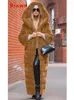 Manteau de fourrure pour femmes, noir, Long, épais, chaud, à capuche, veste en vison, mode automne-hiver, rose, Streetwear, pardessus, 2024