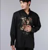 Wholesale New Chinese Style Men Silk Satin Jacket Embroidered Dragon Tang Suit Casual Long Sleeve Coat Slim Jackets Size S-XXXL