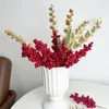 Decorative Flowers 10pcs Red Berries Branches Artificial Foam Holly Berry Flower Fruit Bouquet Stamen Plant DIY Wreath Christmas Party Home