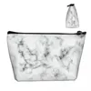 Cosmetic Bags Minimalistic White Marble Texture Makeup Bag For Women Travel Organizer Fashion Chic Elegant Storage Toiletry