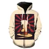 Herrtröjor Cartoon Beer Festival Zipper Hoodie 3D Printing Fun Spring Unisex Harajuku Hooded Jacket Hip Hop Street Top