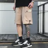 Short Cargo pour hommes, Streetwear multi-poches, Haruku Hip Hop, mode d'été décontractée, ample, longueur aux genoux, taille élastique, pantalon court