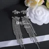 Tassel Rhinestone Earring Drop Studs Women Retro Silver Crystal Earring With Box Set Valentine Day Birthday Gift