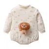 Spring Autumn Born Boys Romper Cartoon Lion Long Sleeve Printed Baby Girls Bodysuit Turtleneck Loose Infant Boy Jumpsuit 240116