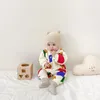 Winter Baby Boys And Girls Matching Color Plus Cashmere Onesie Crawling Clothes For Children Foreign Style Baby Clothes 240116