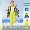 Honeyking crianças calças de esqui inverno ao ar livre à prova dwaterproof água quente calças de esqui meninos e meninas macacão fatos de treino crianças calças de neve 240115