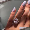 Solitaire Ring Oevas Classic 100 ٪ 925 Sterling Sier 9 CT Oval خلق Moissanite Gemstone خاتم الزفاف خاتم المجوهرات الراقية W dhabt