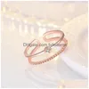 Anéis de banda moda simplicidade 18k rosa ouro chapeamento anel feminino jóias amantes anéis ornamentos aniversário personalidade duplo-deck ope dhikk