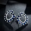 Orecchino di fascino a forma di cuore in oro reale con diamante blu zaffiro naturale di moda per le donne