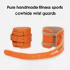 Handledsstöd 1 par praktiska sport armband äkta lädervakter solida struktur utomhus springa skydds återanvändbara