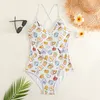 Clássico meninas roupa de banho infantil maiô novo dos desenhos animados anime animal carta impresso bonito swimwears estilingue macacão CSD2401162-6