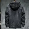 Grubsza zimowa czarna kurtka z kapturem jeansowa ciepła odzież zewnętrzna podszewka oraz bawełniany gruby kowbojski płaszcz duży rozmiar 5xl 240115