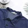 Camicia di jeans taglie forti 4XL Colletto con bavero a molla Top Capispalla a maniche lunghe larghi Vestiti curvi 240116