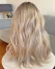 13x4 blondin höjdpunkter kroppsvåg peruk mänskligt hår transparent brasiliansk spets frontala peruker för kvinnor lyslösa 360 spets syntetiska peruk