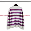 Suéteres masculinos Mohair Rose e White Stripe Knit Sweater Crewneck Homens Mulheres Oversized Sweatshirtsephemeralew