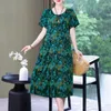 Party Dresses 2024 Summer Dress For Women Plus Size Casual Short Sleeve Boho Vintage Print Long Maxi Beach Clothing