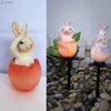 LAWN LAMPS Rabbit Solar Lawn Lamp Outdoor Lyssna inte på Ser inte Creative Landscape Decor Path Light Waterproof Garden Night Light YQ240116