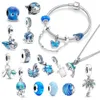 New Festival Sier Plating Jellyfish Butterfly Dangle Blue Charm Beads Fit Original Designer Fine Women Jewelry