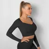 Frauen Sport Set Gerippte Langarm Hosen Set Hohe Taille Sport Leggings Set Workout Anzug Gym Fitness Trainingsanzug 240115