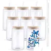 Usa Warehouse 16Oz Clear Glass Sublimation Tumblers With Bamboo Lid Easy To Sublimate Mugs Blanks Diy For Iced Coffee Cups Ca Drop D Dhszp