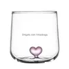 Nordic Ins Style Home Decoration Couple Love Heart Cup Water Tea Milk Coffee Transparent Creative Simple Glass Mugs Drop Delivery Dheju