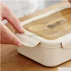 Healthy Material Lunch Box 3 Layer 900Ml Wheat St Bento Boxes Microwave Dinnerware Food Storage Container Lunchbo Drop Delivery Dhnis