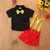 Clothing Sets CitgeeSummer Kids Toddler Boys Gentleman Suits Short Sleeve Bowtie Shirt Bib Red Shorts Clothes Set