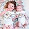 Aile Eşleşen Kıyafetler Büyük Kardeş Küçük Kardeş Çocuklar Tshirt Kız Kardeş T-Shirt Bebek Bodysuit Ablam Küçük Kız Kardeş Tee Sesli Giysileri H240508