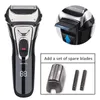 Máquina de afeitar eléctrica recargable por USB, máquina de afeitar de acero inoxidable para hombres, afeitadora de triple hoja flotante 3D, afeitadora de peluquero 240116
