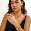 Chokers IngeSight.Z 4pcs/set Punk Big CCB Ball Beads Earring Ring Bracelet Necklace for Women Exaggerated Gold Color Jewelry Sets Gifts